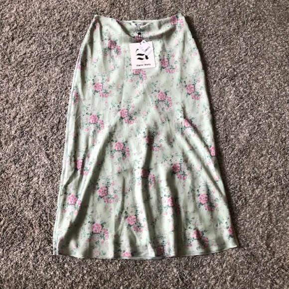 NWT Maison Amory Romance Slip Skirt - Green Floral - Picture 5 of 8